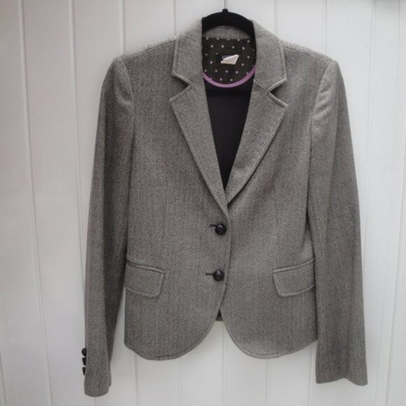 J. Crew Blazer Jacket Brown Ivory Tweed Herringbone Size 8 - Picture 1 of 4